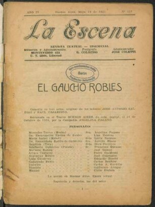 El gaucho Robles : comedia en tres actos