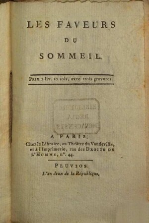 Les Faveurs du sommeil