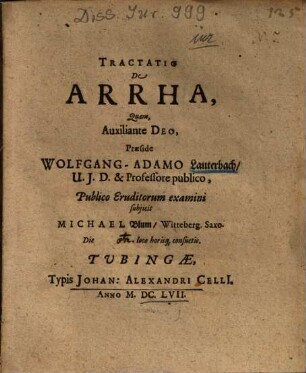 Tractatio De Arrha