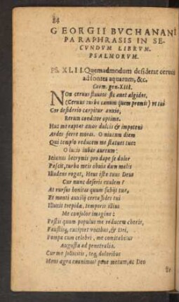 Georgii Buchanani Paraphrasis In Secundum Librum Psalmorum.