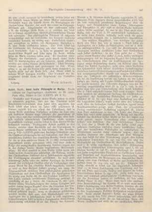 441-446 [Rezension] Aubè, Barth., Saint Justin Philosophe et Martyr