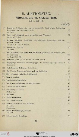 II. Auktionstag: Mittwoch, den 31. Oktober 1934 (Nr. 221-441)