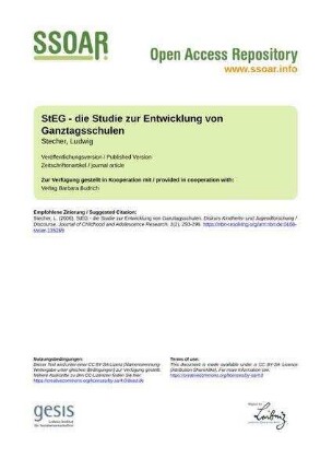 StEG - die Studie zur Entwicklung von Ganztagsschulen