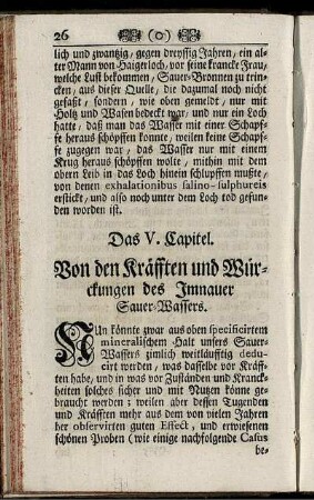 Das V. Capitel. Von den Kräfften und Würckungen des Imnauer Sauer-Wassers.