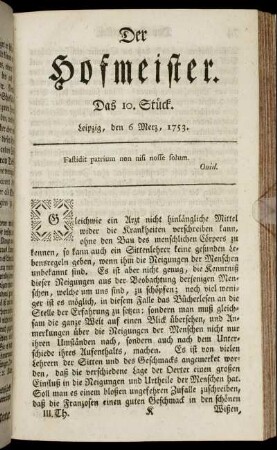 Das 10. Stück. Leipzig, den 6 Merz, 1753.