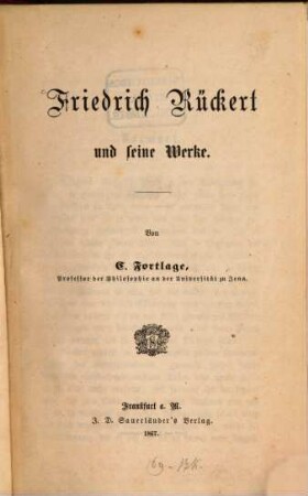 Friedrich Rückert und seine Werke