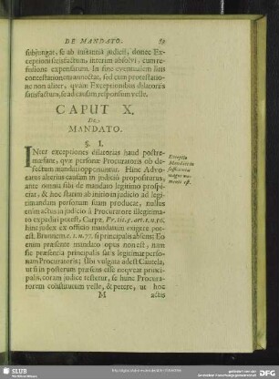 Caput X. De Mandato
