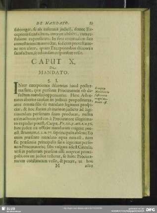 Caput X. De Mandato