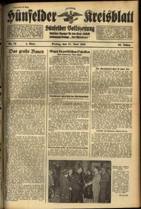 Erste Ausgabe vom Freitag, den 17. Juni 1938.