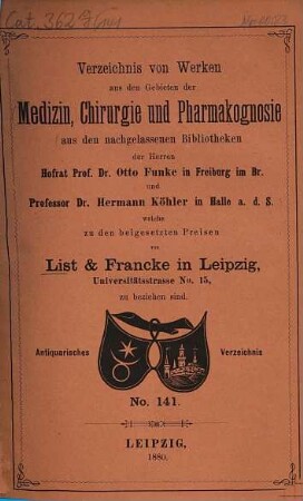 Lager-Verzeichnis. 141. 1880
