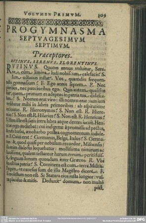 Progymnasma Septuagesimum Septimum. Praeceptores
