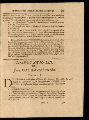 Disputatio LIII. De Iure Dotium constituendo