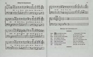 Freimaurerlieder mit neuen Melodien : Naumann, Johann Gottlieb: Freimaurerlieder mit neuen Melodien ... Seite 14/15: Gesetze des Freimaurers. Leipzig bei Breitkopf & Sohn, 1775. Buchdruck; 22 x 18 cm. Dresden: SLUB Mus.3480-K-8