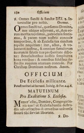 180-190, Officium de Eccles. militante.