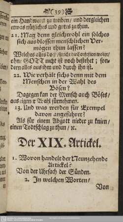 Der XIX. Artickel