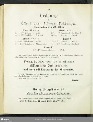 Ordnung der Öffentlichen Klassen-Prüfungen