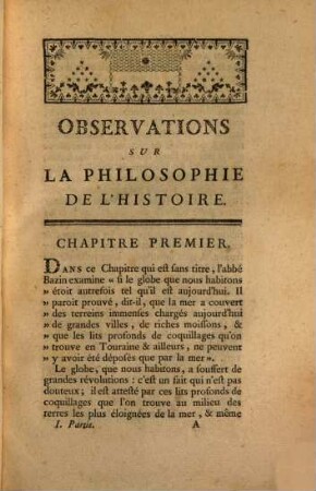 Observations Sur La Philosophie De L'Histoire Et Le Dictionnaire Philosophique : Avec Des Résponses A Plusieurs Difficultés. 1