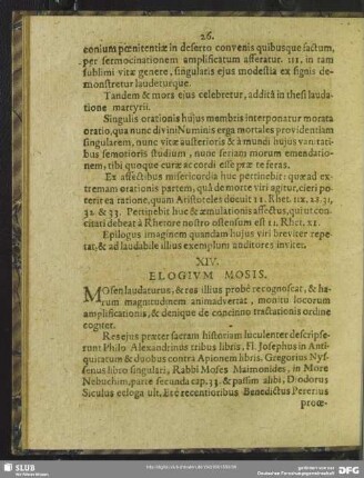 XIV. Elogium Mosis