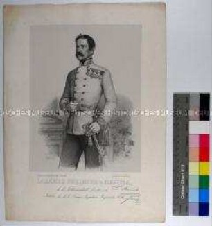 Ganzfiguriges Porträt des österreichischen Feldmarschall-Leutnants Lazarus Freiherr von Mamula nach einer Fotografie