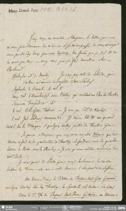 Eigenh. Brief von Guillaume Favre an August Wilhelm von Schlegel, Le Grange, 10.08.1808