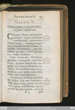 Caput V. Communissima rerum Attributa, in genere considerata.