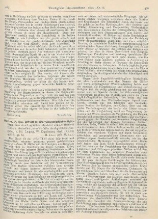 465-468 [Rezension] Müller, F. Max, Beiträge zu einer wissenschaftlichen Mythologie. 1. Band
