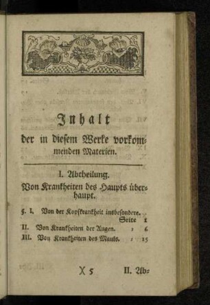 Inhalt der in diesem Werke vorkommenden Materien.