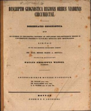 Descriptio geognostica regionis oribus Viadrinis circumiectae