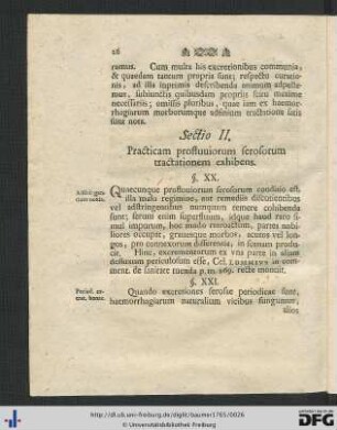 Sectio II. Practicam profluviorum serosorum tractationem exhibens
