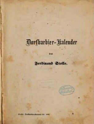 Dorfbarbier-Kalender, 1861