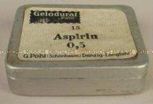 Blechdose für Medikament "Aspirin"