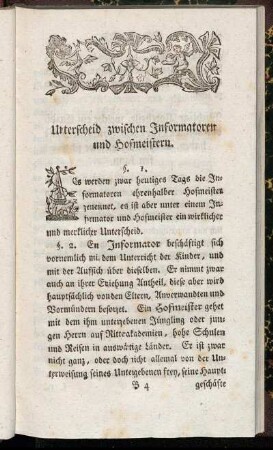Unterscheid zwischen Informatoren und Hofmeistern. - Verhalten in den ersten Tagen nach der Ankunft.