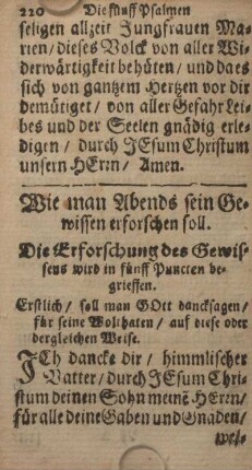 Wie man Abends sein Gewissen erforschen soll.