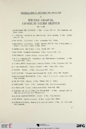 A. Bücher, Graphik, Gemälde neuer Meister (Nr. 1-70)