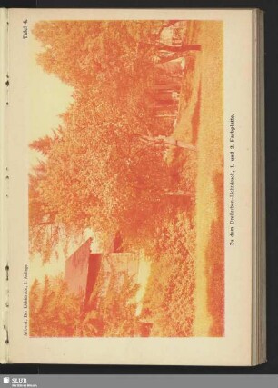 Dreifarben-Lichtdruck: 1. und 2. Farbpalette [Naturaufnahme Häuser und Bäume]