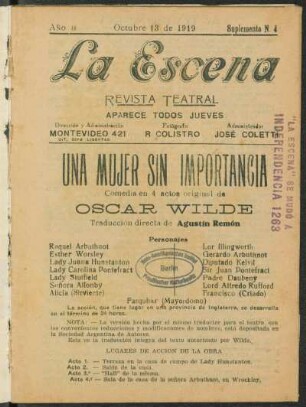 Una mujer sin importancia : comedia en 4 actos