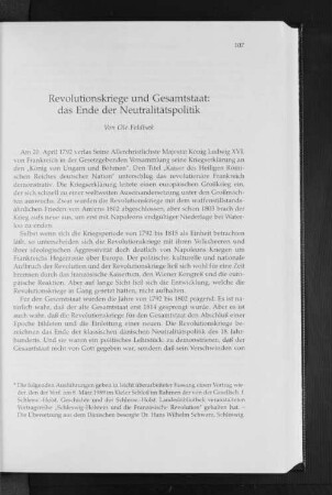 Revolutionskriege und Gesamtstaat: das Ende der Neutralitätspolitik