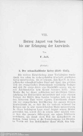 VIII. Herzog August von Sachsen bis zur Erlangung der Kurwürde