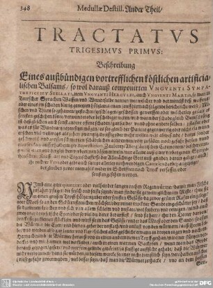Tractatus Trigesimus Primus. Beschreibung Eines autzbündigen vortrefflichen köstlichen artificialischen Balsams.