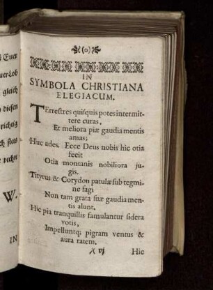 In Symbola Christiana Elegiacum