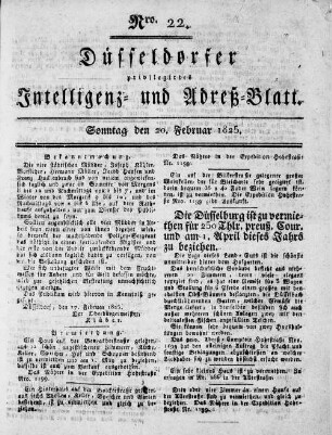Düsseldorfer privilegirtes Intelligenz- und Adreß-Blatt
