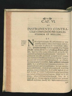 Cap. VI. De Instrumento Contractus Complendo Per Subscriptionem Et Sigillum.
