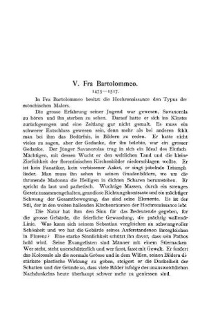 V. Fra Bartolommeo. 1475 - 1517.