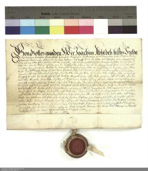 Lehenbrief Joachims [von Gravenegg], Abt von Fulda, für Johann Hubert Gerlach über ein freies Haus in Fulda und weitere im Einzelnen genannte Lehen