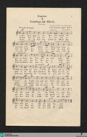 1: Sechs Lieder für Sopran, Alt, Tenor und Bass : Op. 4