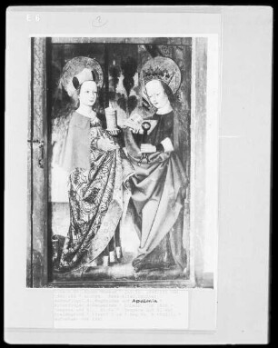 Reise-Altar — Vier Heilige in zwei Feldern — Die Heiligen Maria Magdalena und Apollonia