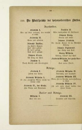 Die Wahlsprüche der hohenzollernschen Fürsten