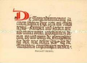 Postkarte mit Zitat von August Bebel