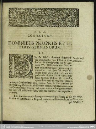 Coniecturae De Hominibus Propriis Et Liberis Germanorum