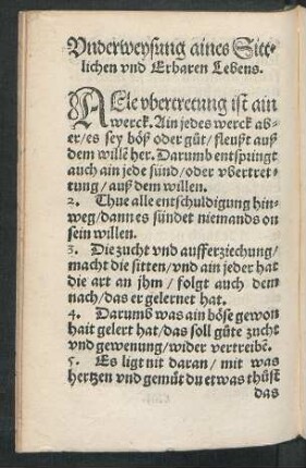 Underweysung aines Sittlichen und Erbaren Lebens.